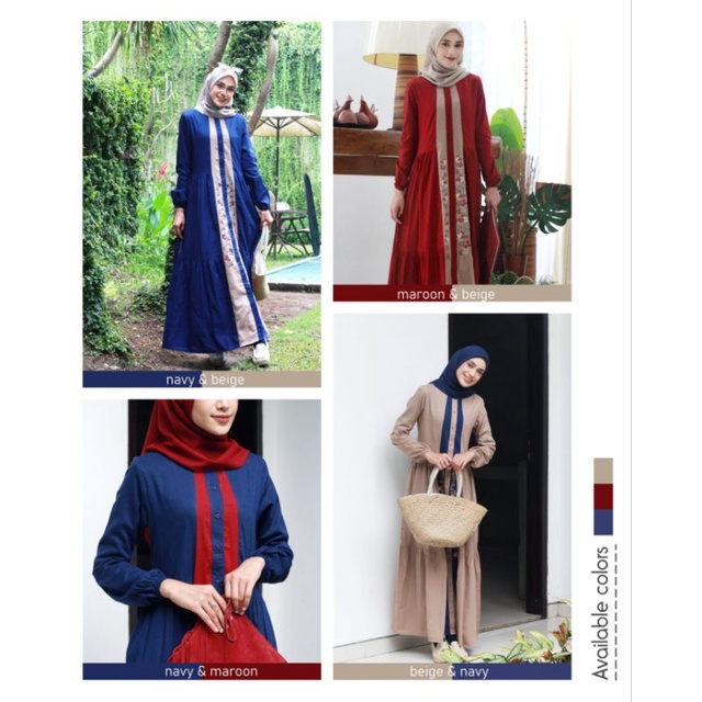 abaya dannis dewasa navy maroon size S