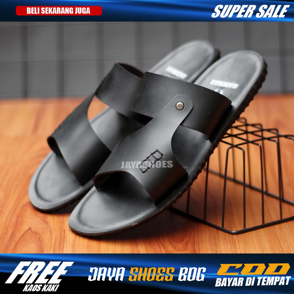 PERSIC Sendal Pria Dewasa Ringan Anti Slip Sandal Kulit Pria Casual Hitam Orignal Distro Murah