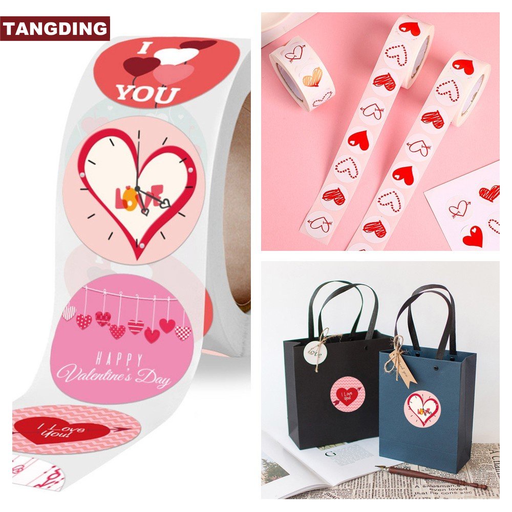 [COD Tangding] Stiker Bentuk Hati Bulat Hadiah Hari Valentine Kemasan Sealing Label Ornamen