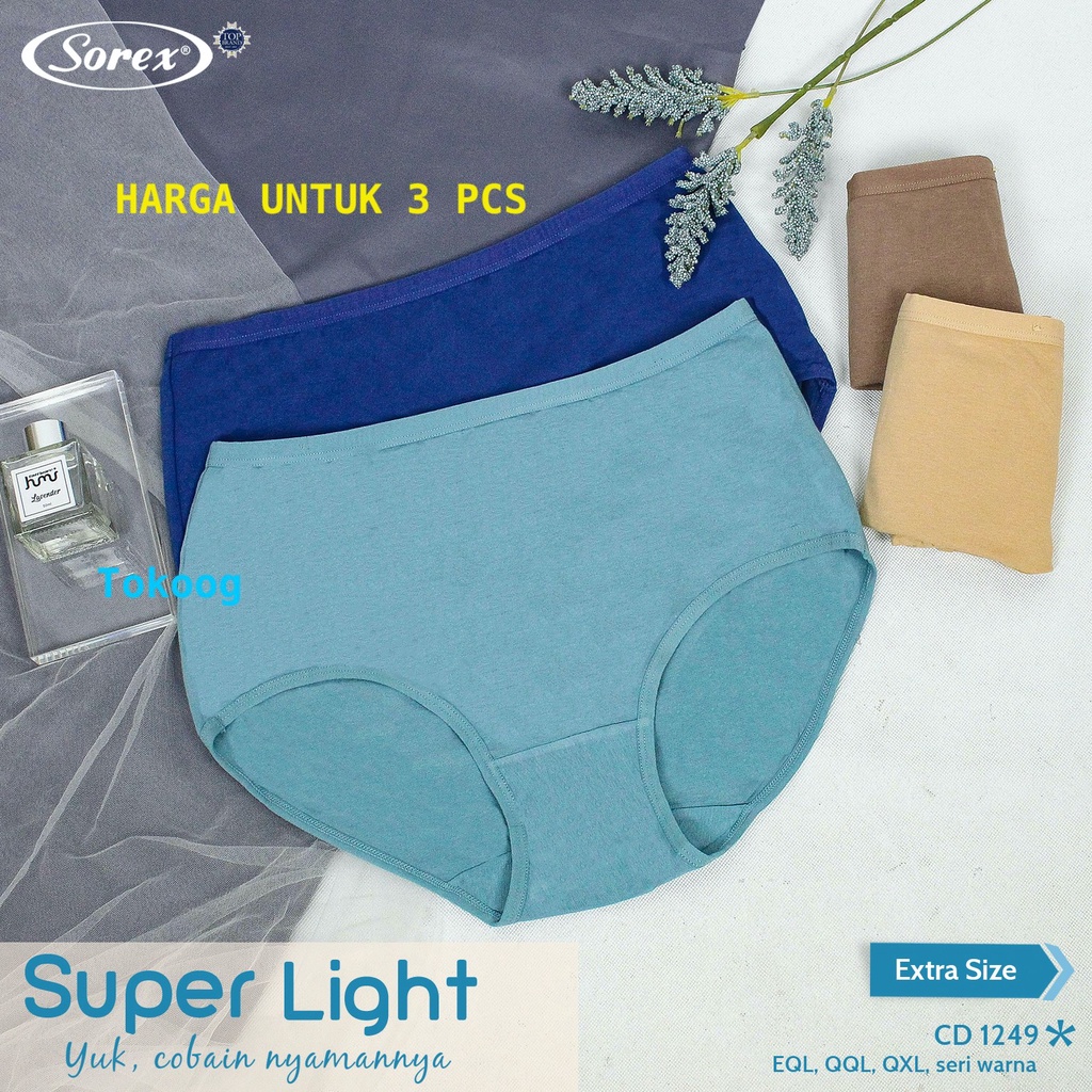 (3PCS) Celana Dalam Wanita Jumbo 1249 Katun Super Light Dewasa 4L 5L 6L Extra Size