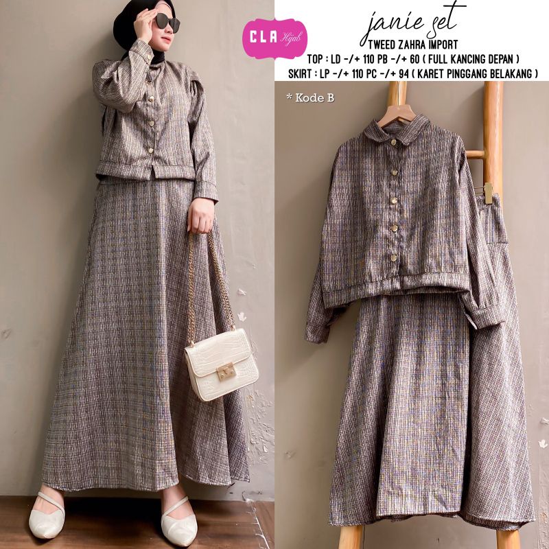 Janie Set Atasan dan Rok Original by Cla Hijab