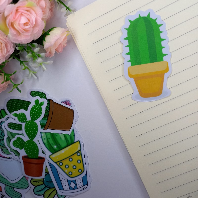 Stiker Satuan Floral Tanaman Cactus Lucu Stiker Ecer Kaktus Waterproof Sticker Lucu Aesthetic Hiasan Laptop Botol Tumbler Case Hp DIY Stiker Laptop