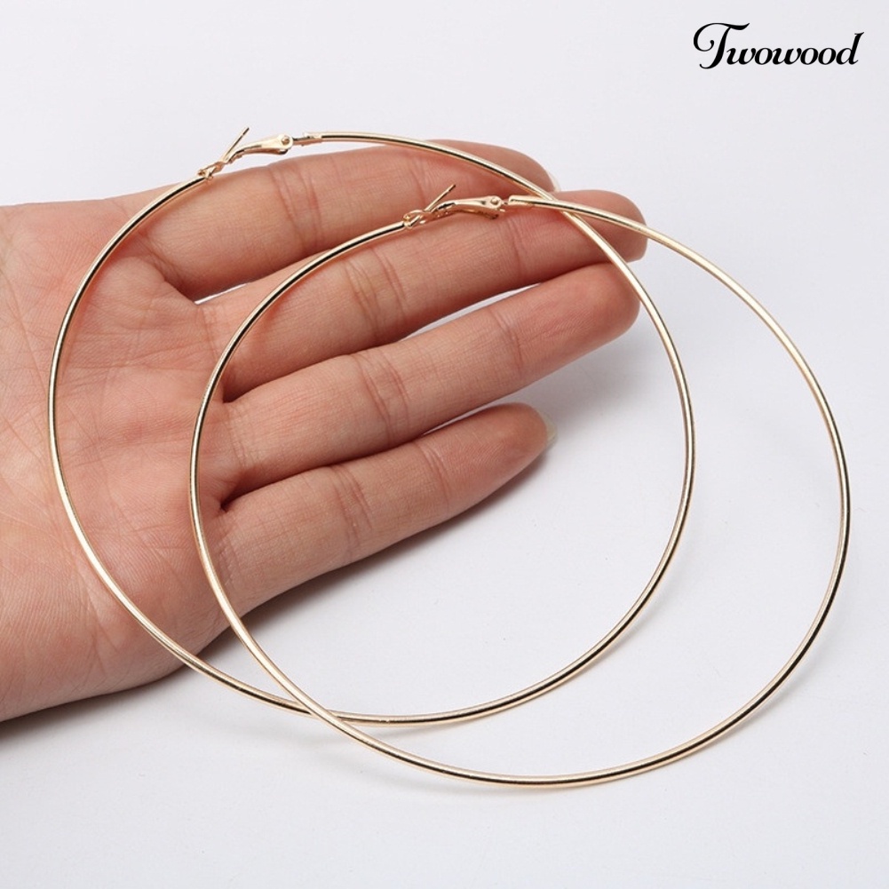 Twowood Simple Wanita Berongga Lingkaran Besar Hoop Earrings Pesta Pernyataan Perhiasan Hadiah Teman