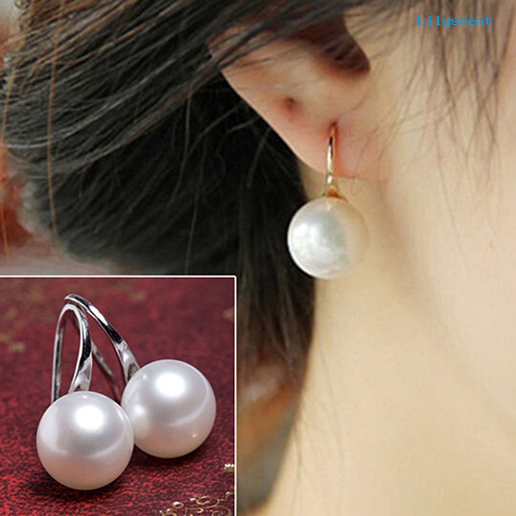 [LS] Anting Kait Elegan Mudah Senada Compact Faux Pearl Women Jewelry Untuk Belanja Pacaran