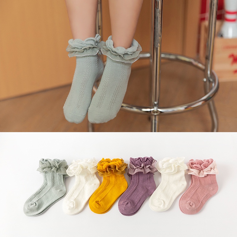 ByKiddos - Kaos Kaki Anak Gadis Bayi Renda Bahan Katun Lembut Import Gaya Korea