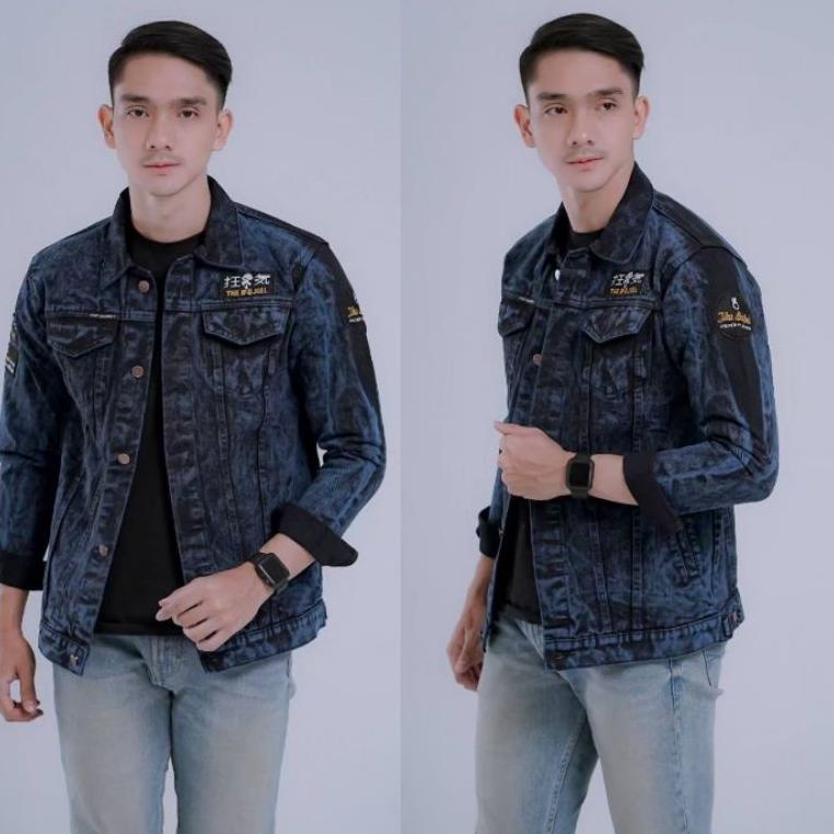 COD - JAKET JEANS PRIA  DENIM TERBARU Gakuran Genji Crows Zero Su F Bandung Cowok Trend Q7Y3 SIZE M 