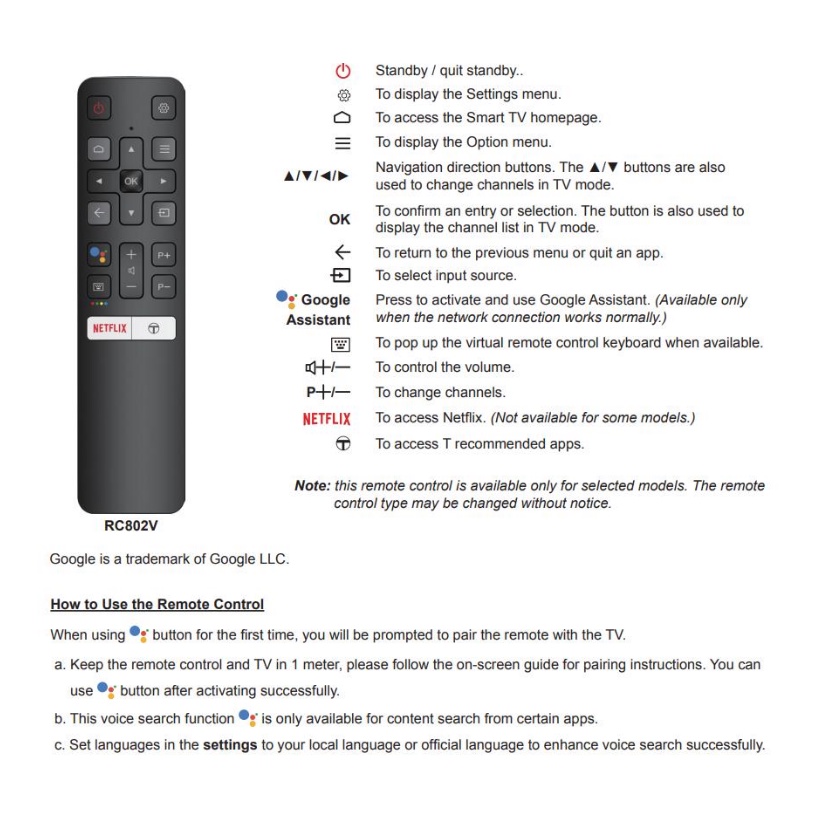 REMOT REMOTE TV TCL LED/SMART TV NETFLIX bluetooth with voice / no voice TCL 32A3 40A3 49A3 32A5 40A5 49A5 32S6800 40S6800 49S6800 43P8 50P8 55P8