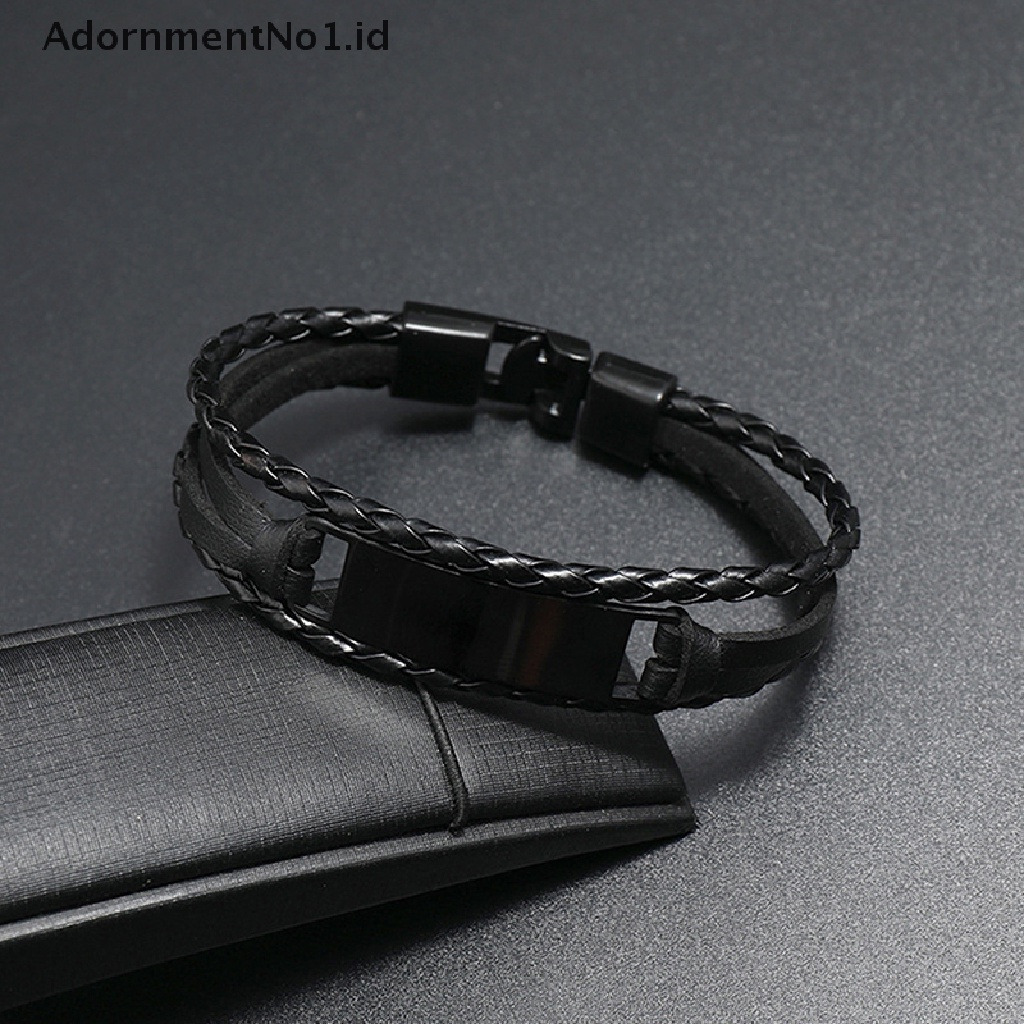 [AdornmentNo1] Gelang Kulit Asli Ladies and Men Buckle Bracelet Simple Multilayer Kepang [ID]