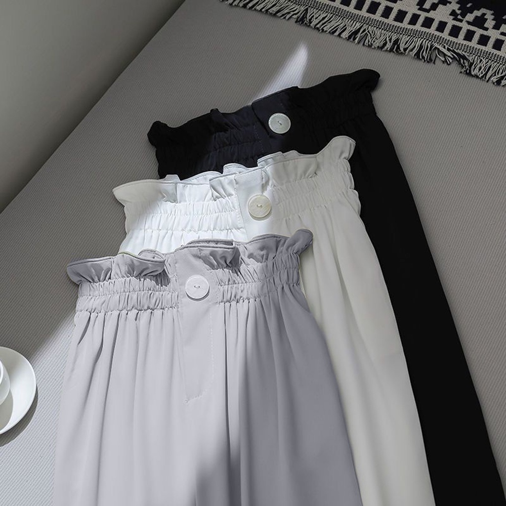 ACEH/ Celana Bahan Wanita / Celana Kulot Kerut Susun Kancing Depan / Kulot Wanita Model Korean Bahan