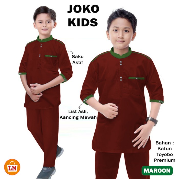 Setelan Koko Anak Muslim JOKO KIDS Laki-Laki Baju Ramadhan Idul Fitri XS-L Usia 2-15 Tahun 27249