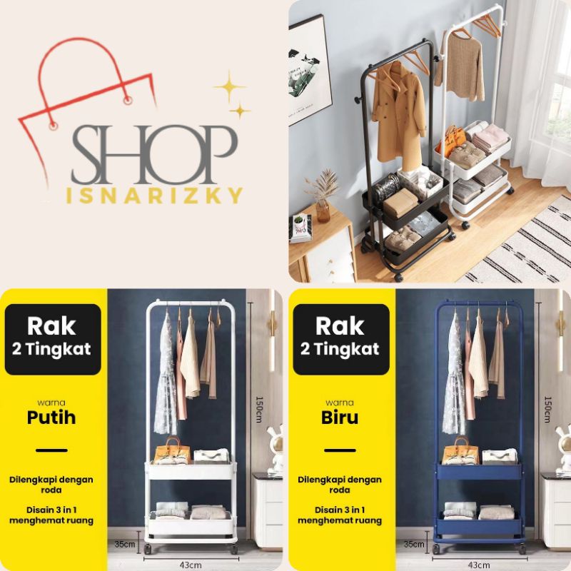 SHENAR Rak Gantung Baju Troli Susun / Troli Gantung 2 Susun
