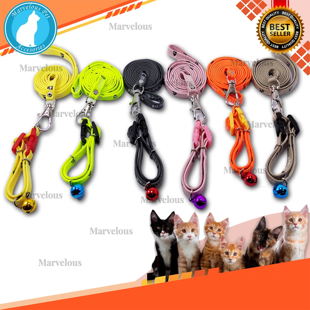 Tali Kalung Kucing Motif Premium Lonceng 14 mm / Tali Harness &amp; Brangus Kucing / Tali Penuntun Kucing / Aksesoris Kalung dan Harness