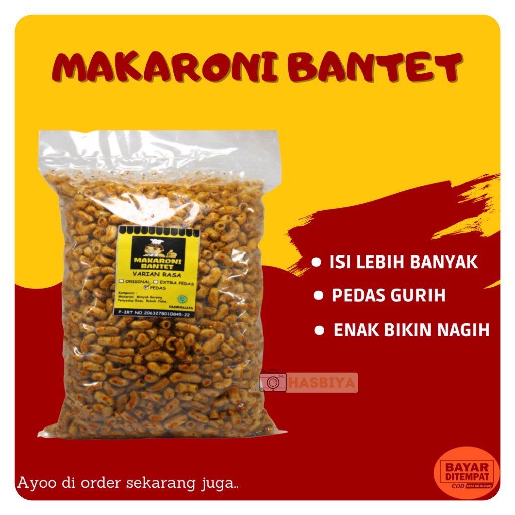 MAKARONI BANTET KILOAN KHAS KOTA TASIKMALAYA 1 KG - MAKARONI BANTET PEDAS CAP KOKI ASLI