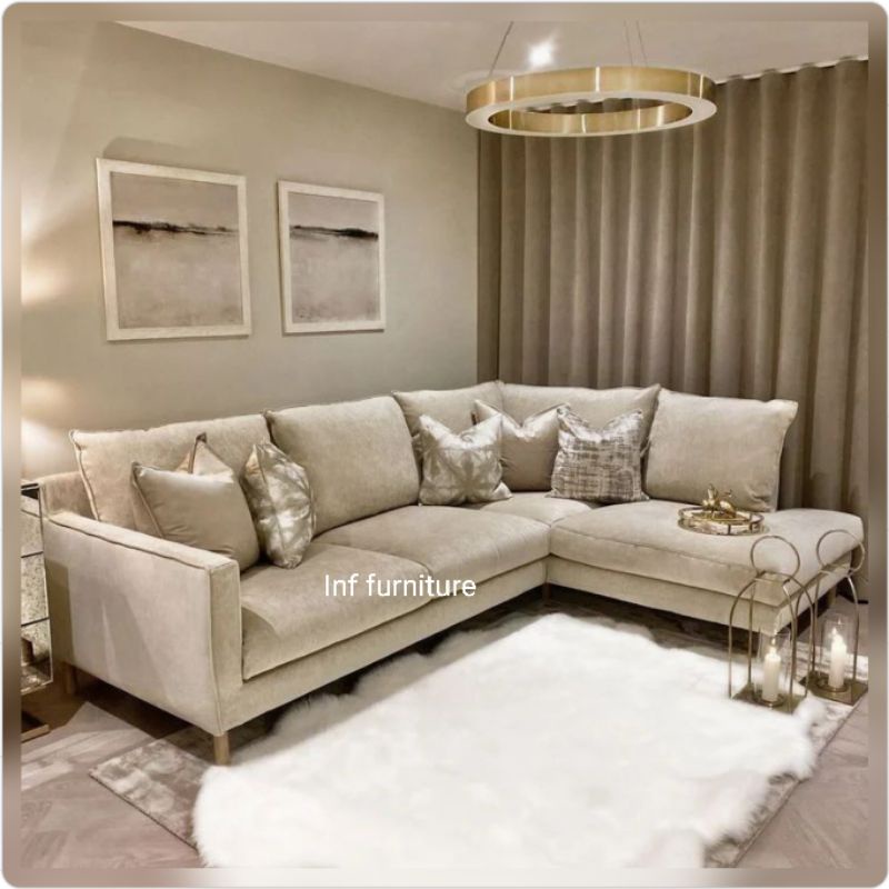 sofa L sofa keluarga sofa minimalis tipe L mewah bahan bludru