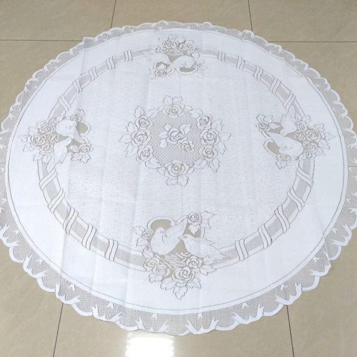 %%%%] Taplak Meja Bundar Putih Polos 130 cm - Taplak Meja Bulat Putih Polos