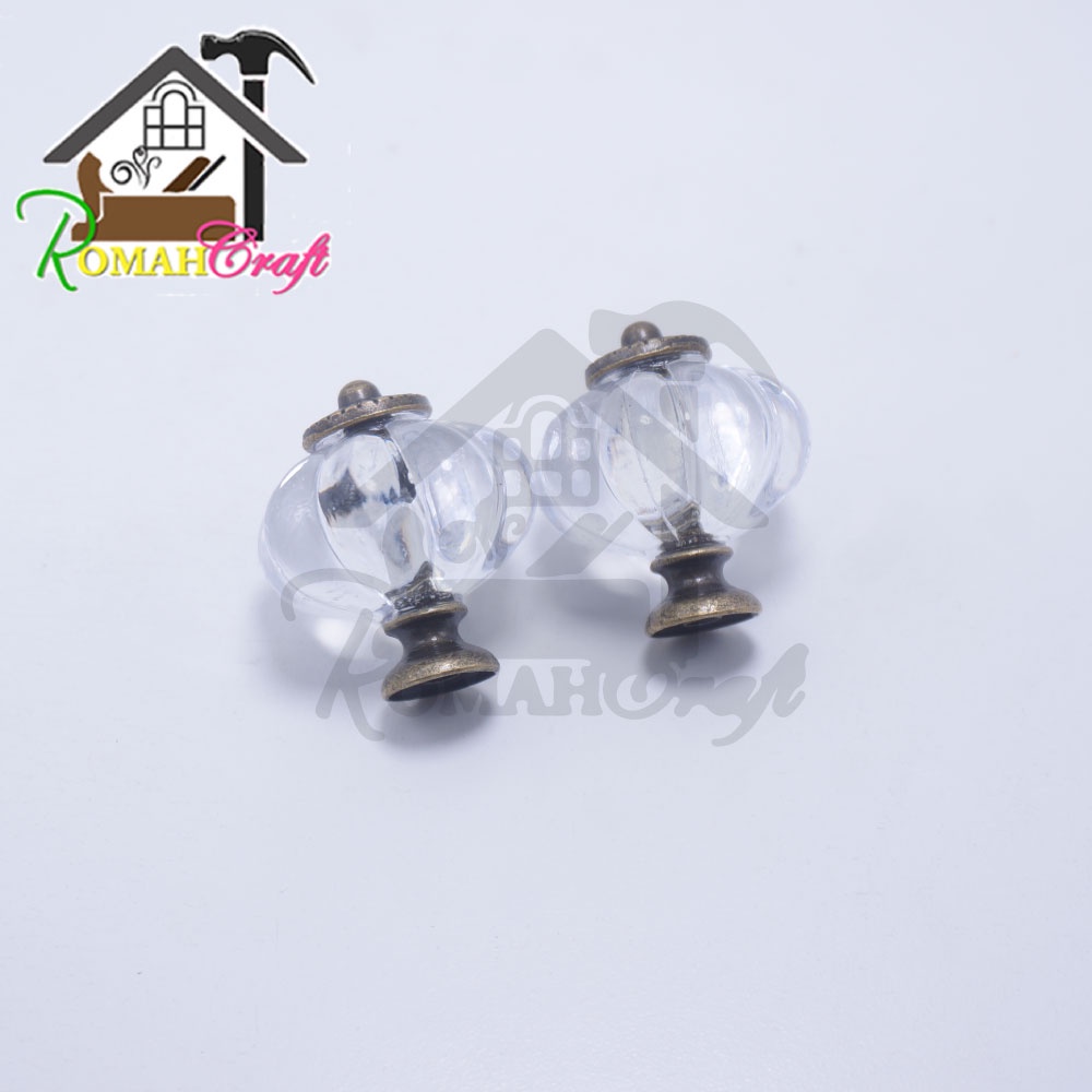 Imp. Handle kristal Diameter 32 mm Tarikan Knob laci box kristal transparan