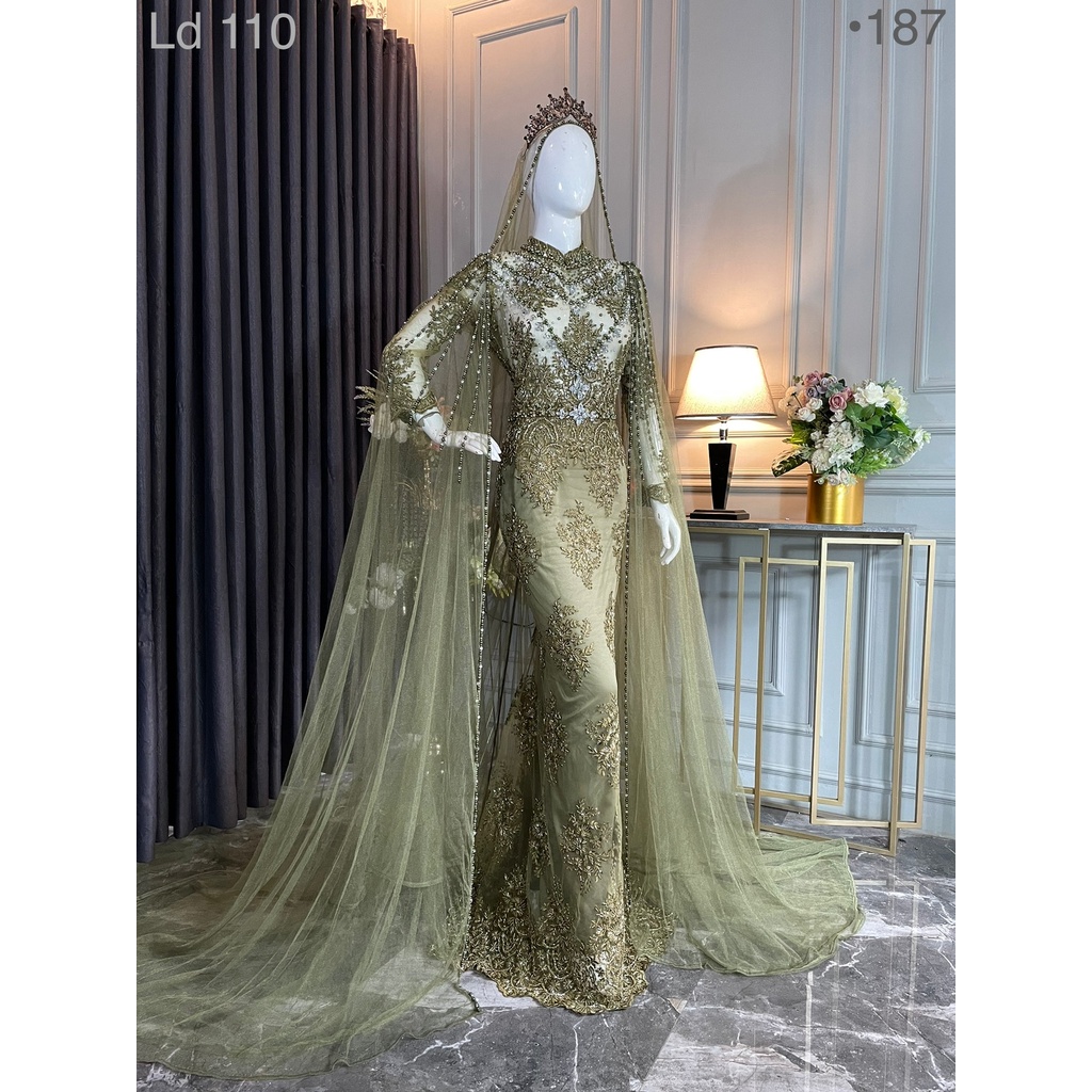 GAUN PENGANTIN HIJAU ARMY JUMBO