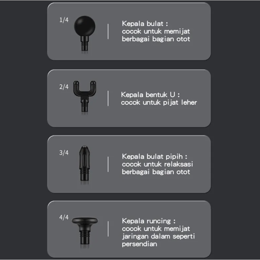 WTW Alat pijat getar elektrik seluruh badan 4 in 1 / Massage Gun (Pistol pijat otot jaringan dalam)