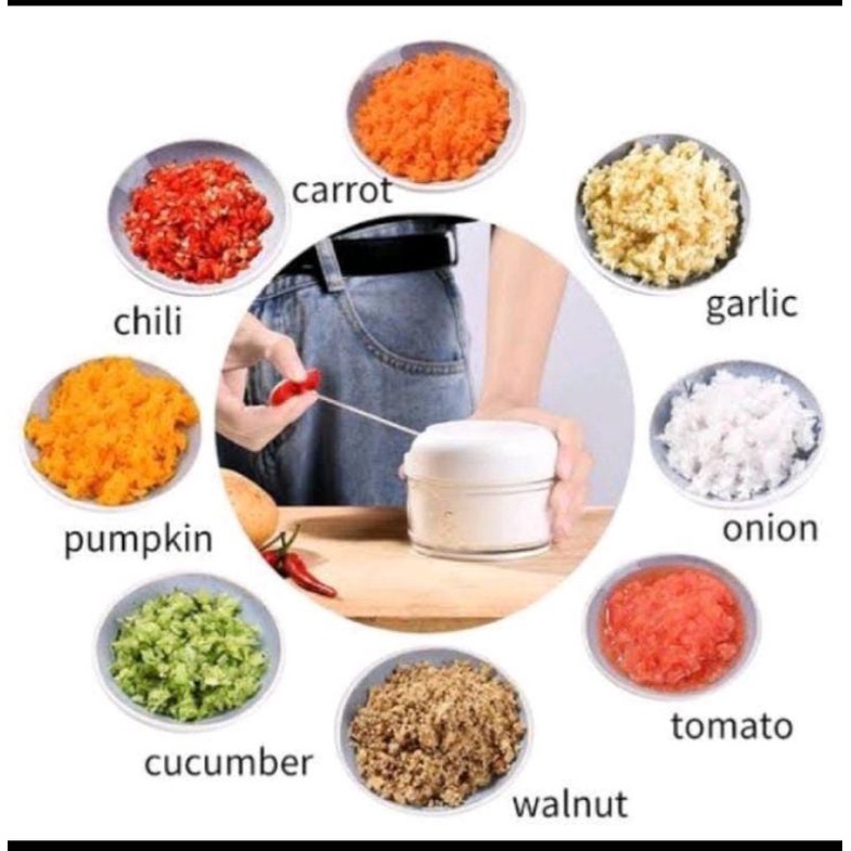 Mini Chopper Penggiling Daging Sayuran Buah Manual