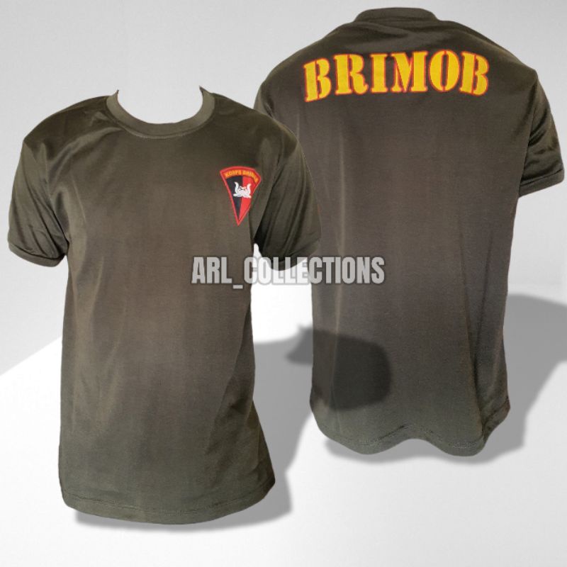kaos pendek brimob hijau army - polisi - police - polri - kaos brimob hijau army lengan pendek - kao