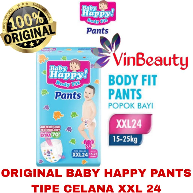 BABY HAPPY XXL 24 / PEMPERS BAYI TIPE CELANA / DIAPERS ANAK / POPOK BAYI XXL24