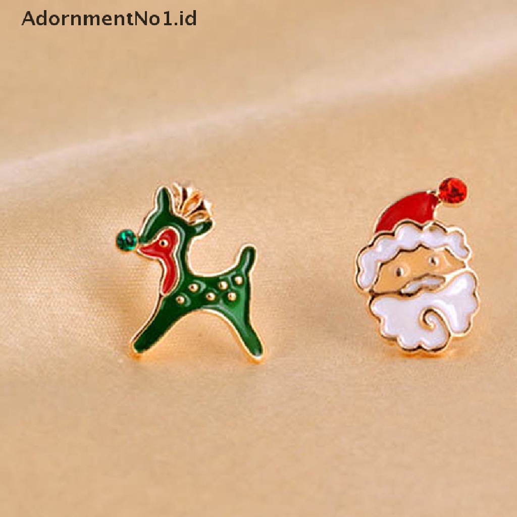 [AdornmentNo1] 1pasang Zirkon Indah Natal Santa Topi Stud Anting Tren Baru Di Tahun Perhiasan Hadiah Topi Santa Claus Rusa Telinga Cincin Hadiah Tahun Baru [ID]