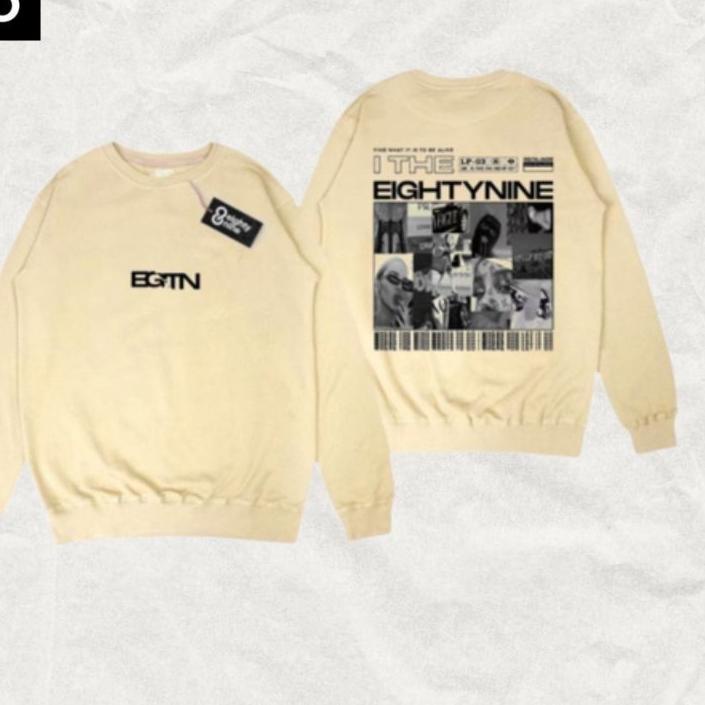 QC  PASS⭐-Eighty Nine - Sweater Crewneck Black & Cream Motif Simple Sweatshirt Pria Wanita Premium D