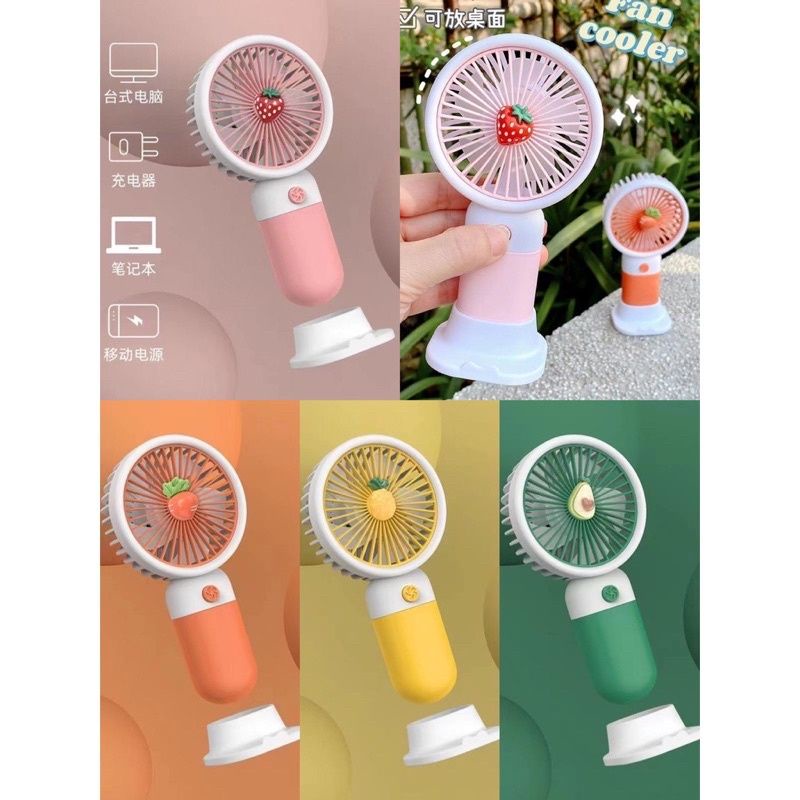 (OM) KIPAS ANGIN MINI GENGGAM CUTE MACARON BUAH/MINI FAN