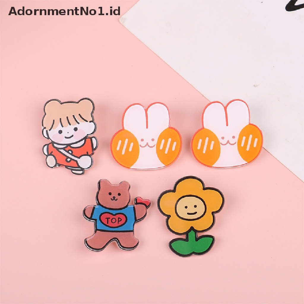 [AdornmentNo1] 5pcs Kawaii Japanese-style Acrylic Bros Anak Mahasiswa Bros Unisex Kerah Tas Liontin Lencana Pin Dekorasi Aksesoris Bros Perhiasan Hadiah Warna Acak [ID]