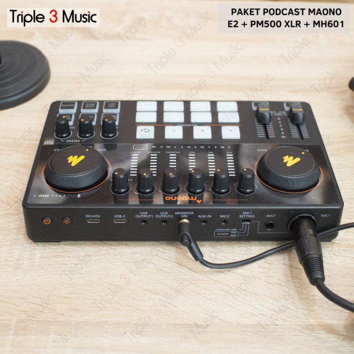 Paket Maono E2 Paket Podcast 1 orang With PM500 with headphone