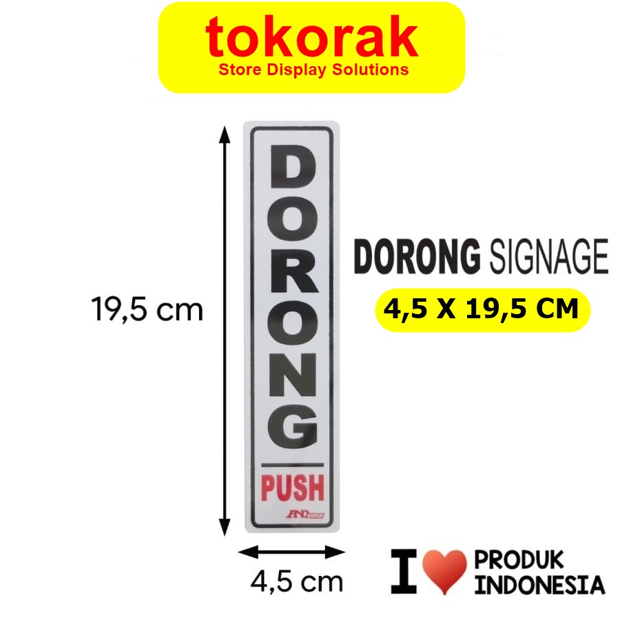 SIGNAGE DORONG 4,5X19,5 CM SIMBOL LOGO PERINGATAN PUSH