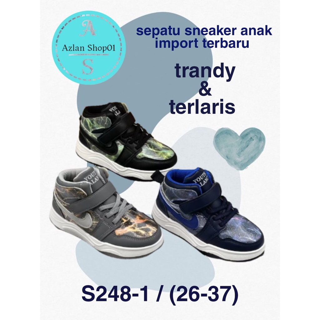 Sepatu sneakers anakimport sporty &amp; trandy S248-1 (26-37) Sepatu anak sekolah termurah