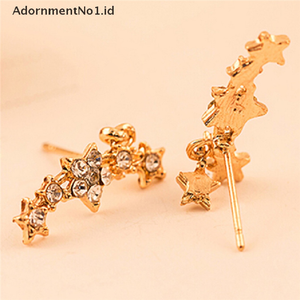 [AdornmentNo1] Bintang Kristal Berlian Imitasi Ear Stud Earring Eardrop Anting Wanita Perhiasan Fashion [ID]