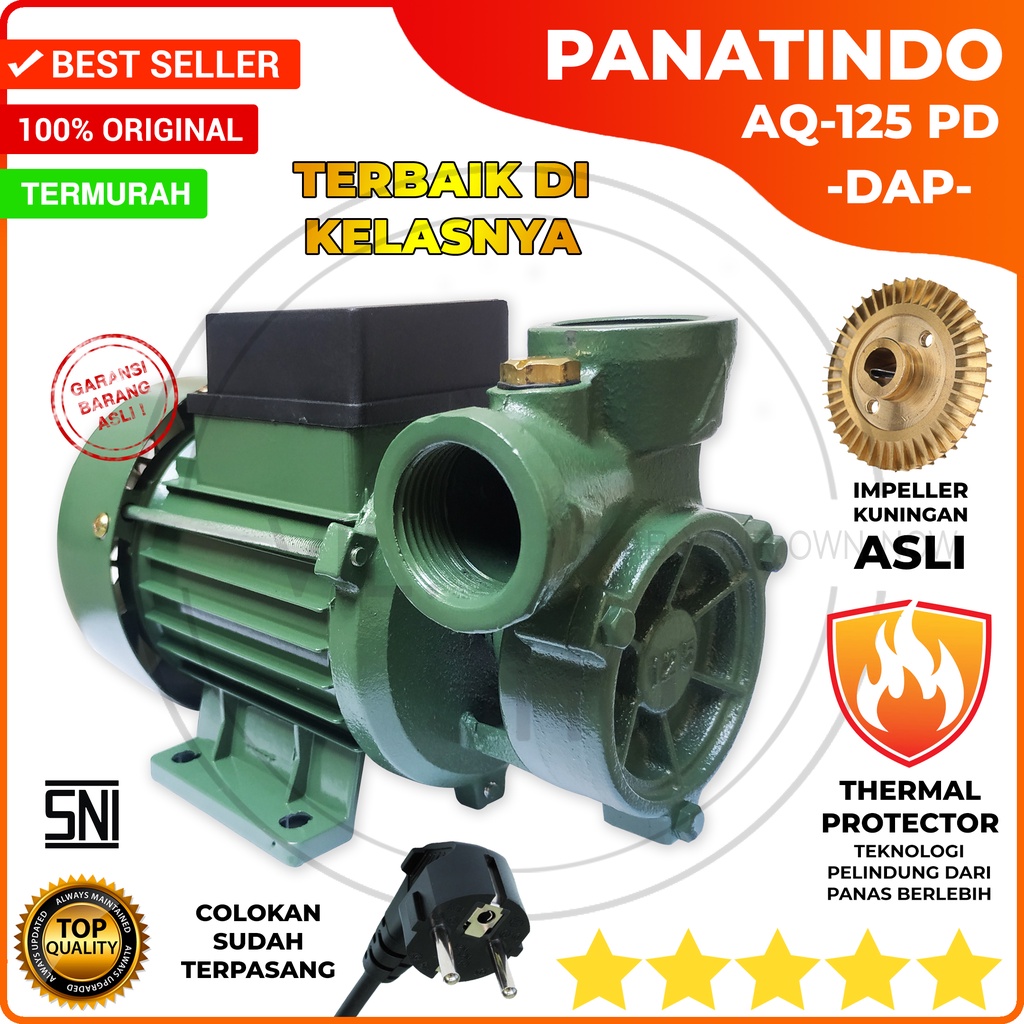 MESIN POMPA AIR SUMUR PANATINDO DAP AQ-125 PD WATT NON OTOMATIS RUMAH TANGGA / POMPA LEDENG LISTRIK 