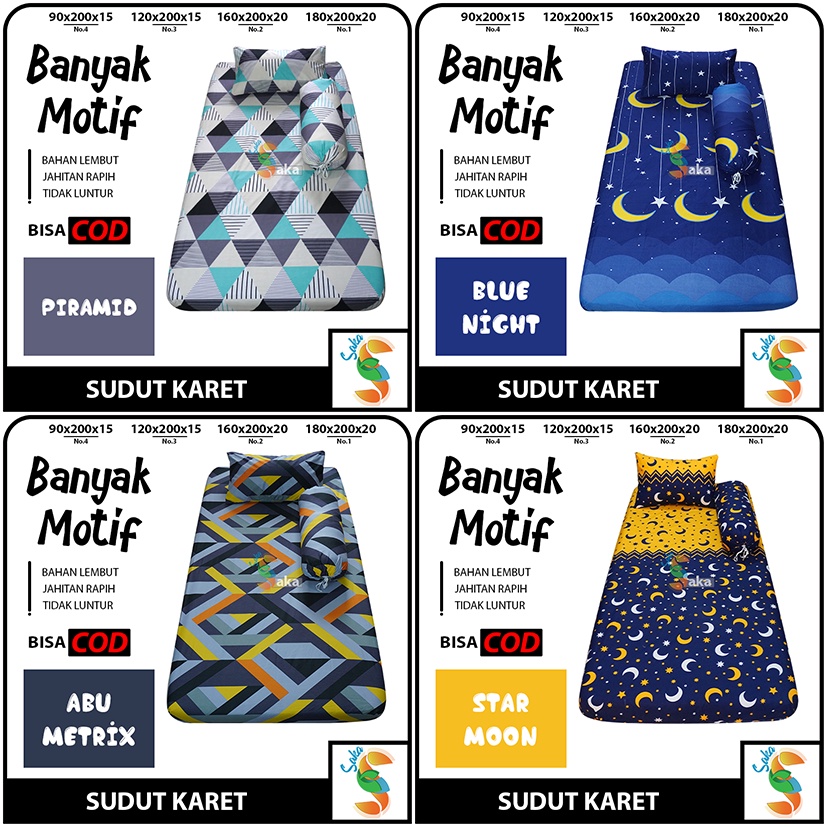 SPREI SINGLE SUDUT KARET 90X200X15 NO.4 DAN 120X200X15 NO.3 MOTIF AESTHETIC