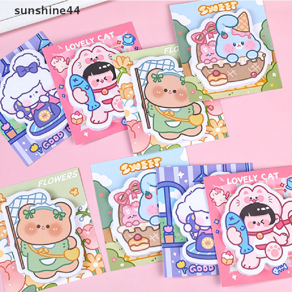 Sunshine 30lembar Lucu Kartun Berbentuk Note Tab Bookmark Sticky Notes Notepad Siswa Pesan Kartun Notebook Kawaii Stationery Perlengkapan Kantor Sekolah.