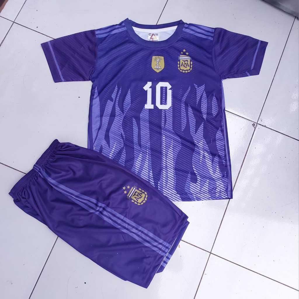 setelan baju bola anak/setelan baju futsal/baju bola argentina away/baju futsal murah