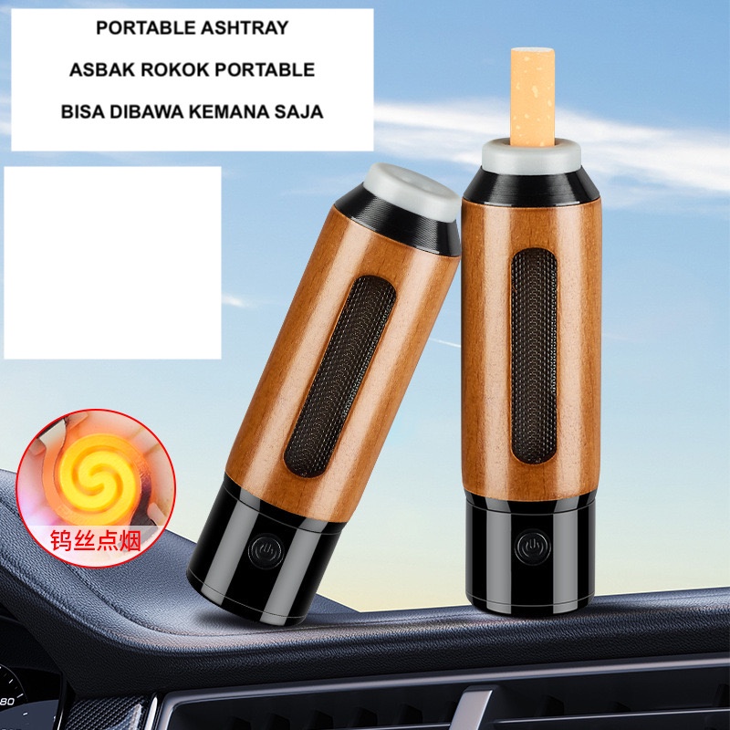 IMPOR PORTABLE ASHTRAY ASBAK H016 ROKOK INSTANT DENGAN KOREK BARA CAS USB
