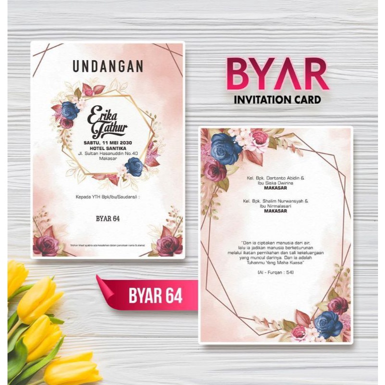 Jual Undangan pernikahan Rustic, aesthetic elegant murah, sudah cetak