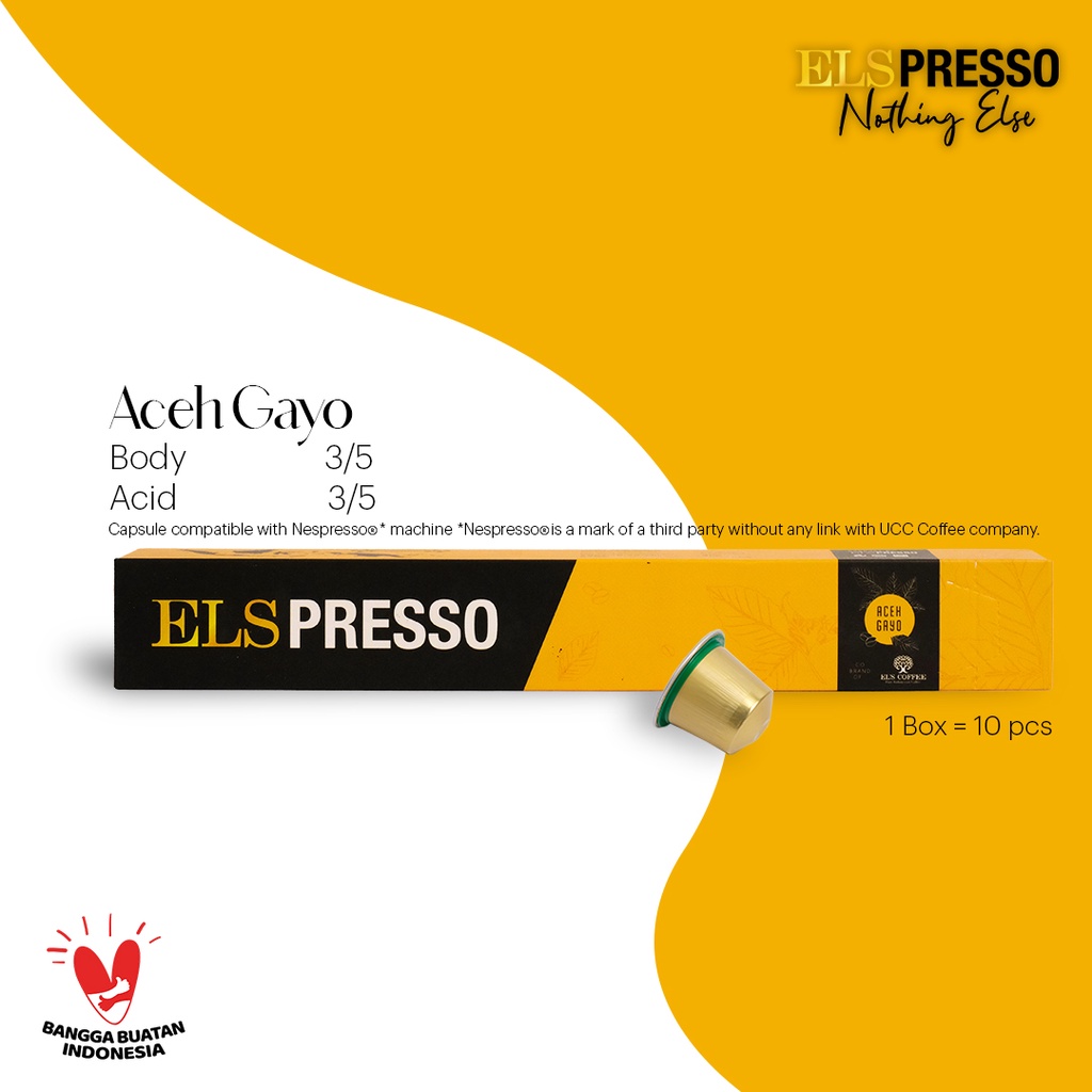 

ELSPRESSO Aceh Gayo Arabika 10 Kapsul Kopi Coffee Capsule Compatible BPOM M-1150