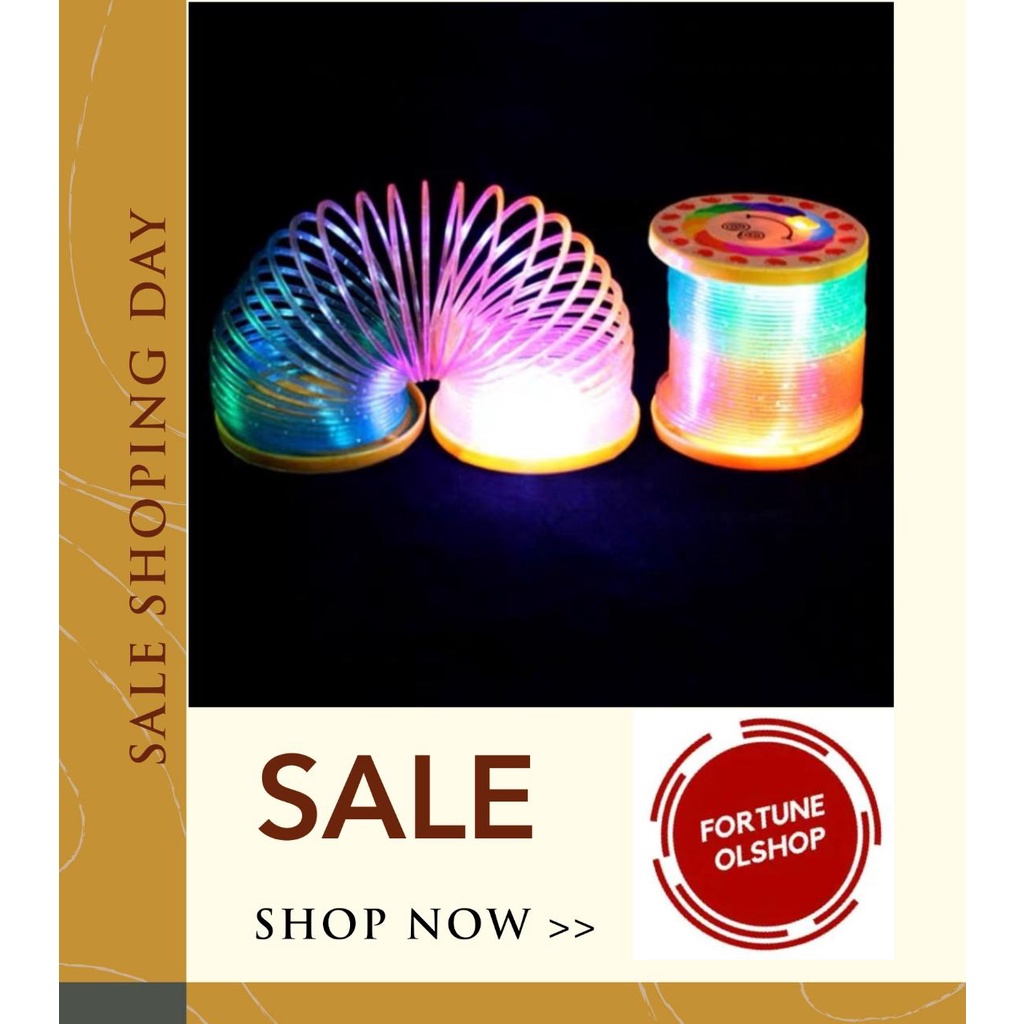 (FO)  Mainan Spring Slinky Magic Warna Pelangi Ada Lampu