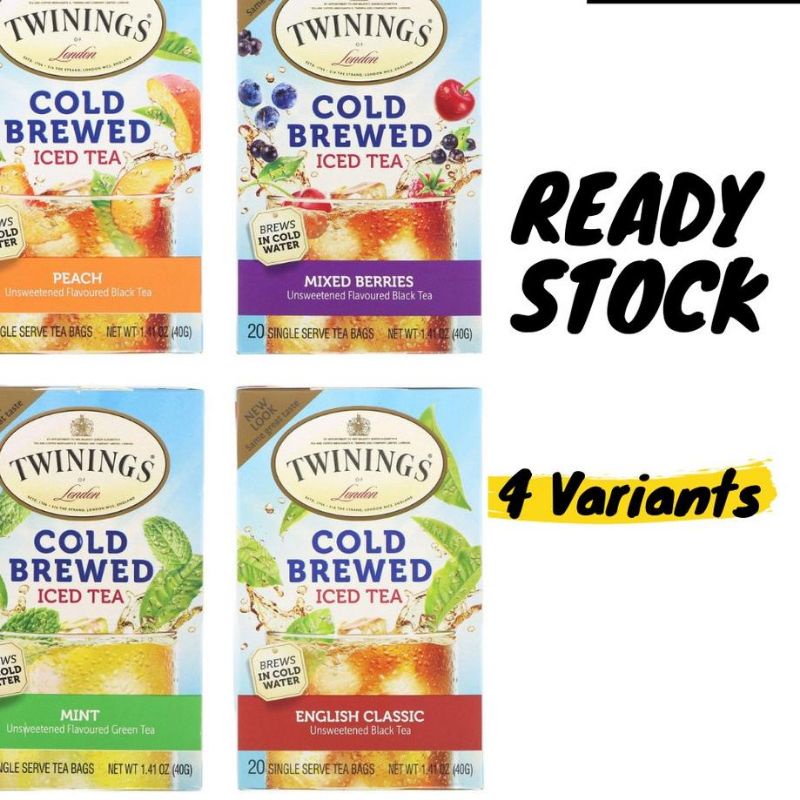 

TWININGS COLD BREWED ICE TEA MINT LEACH BERRIES BLACK TEA ENGLISH CLASSIC SACHET