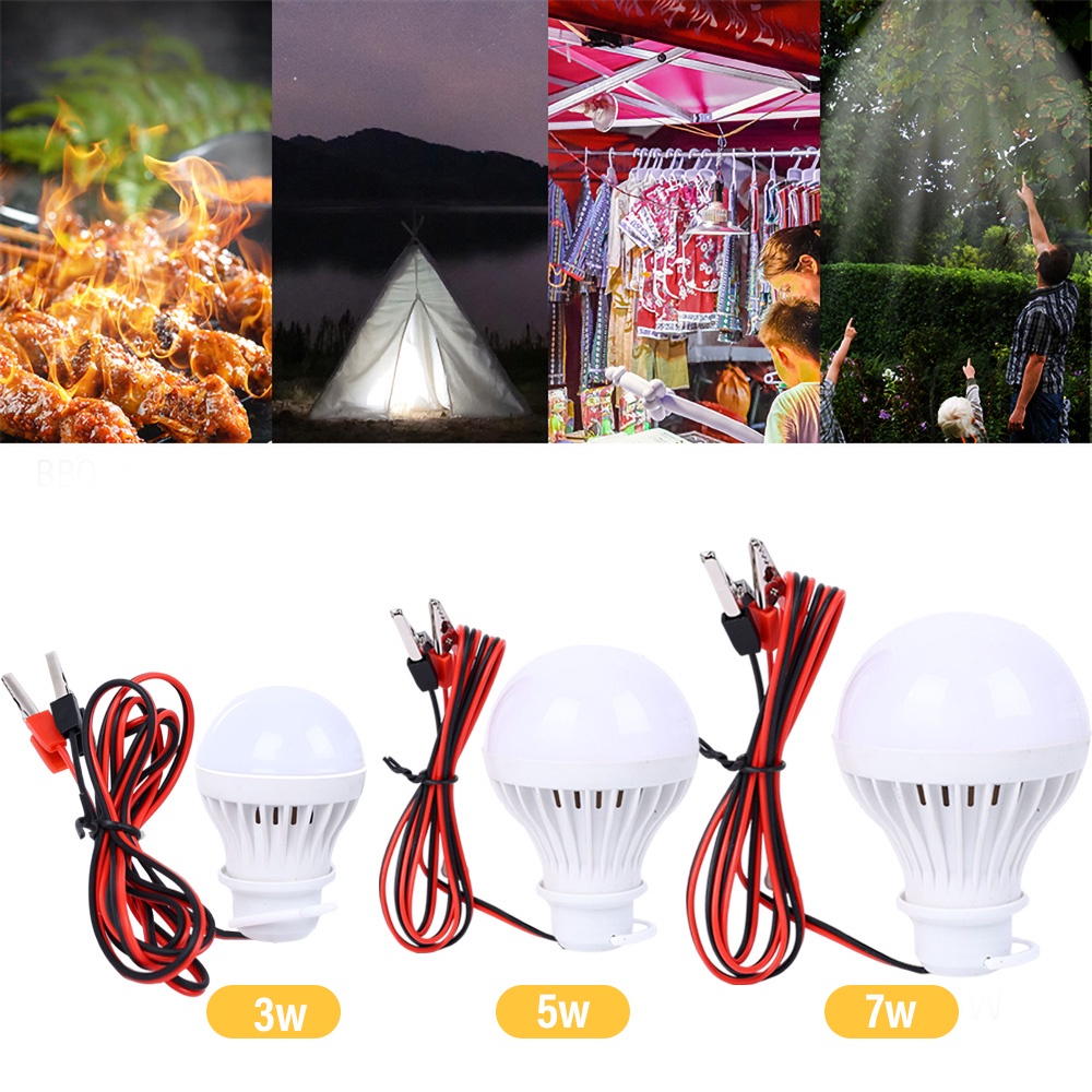 3w/5w/7w 12V DC Lampu Led Baterai Pencahayaan Tenda Camping Mancing Bolam Lampu Hemat Daya Lampu Led Luar Rumah Tangga Power Failure Emergency Light Hanging Lights Portable