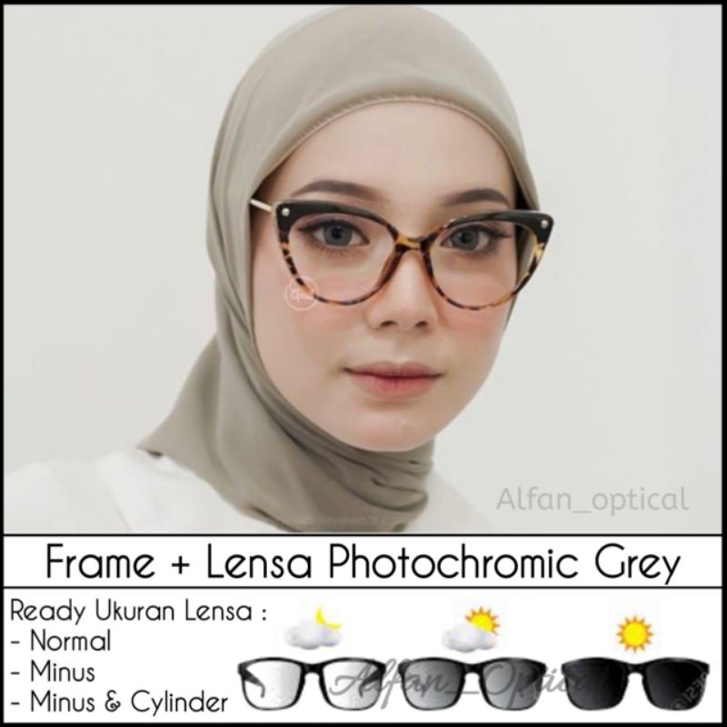 frame kacamata 93308 paket lensa photocromic minus cyl dll