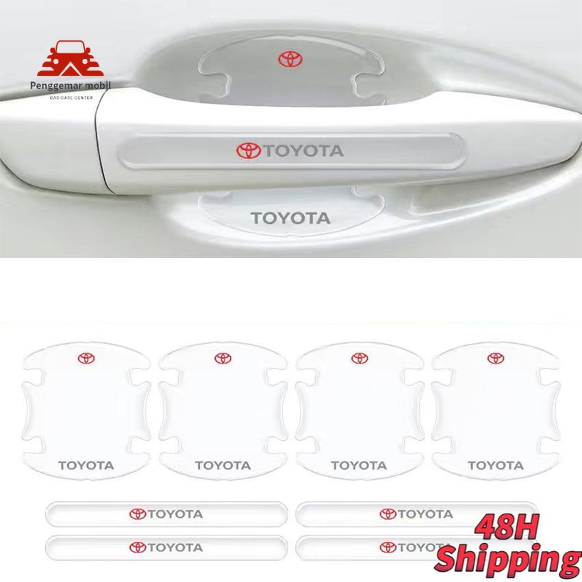 8pcs/set Stiker Pelindung Handle Mobil/Sticker Logo Toyota Pelindung/Transparan Pelindung Handle Pintu Mobil Mitsubishi Suzuki Toyota Honda Suzuki