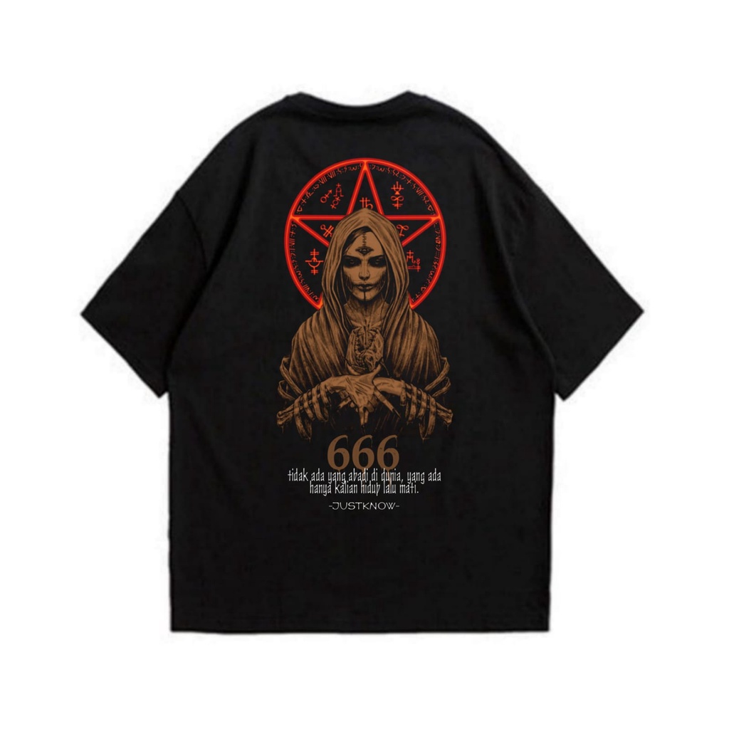 Justknow Regular T-Shirt Satanic Cotton Combed 24s Lengan Pendek Kaos Satanic 666