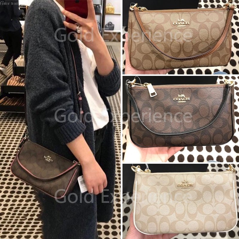 Coach Top Handle Pouch in Signature Mahogany Black/Tas Wanita /Tas Bahu/ tas selempang/Shoulder bag