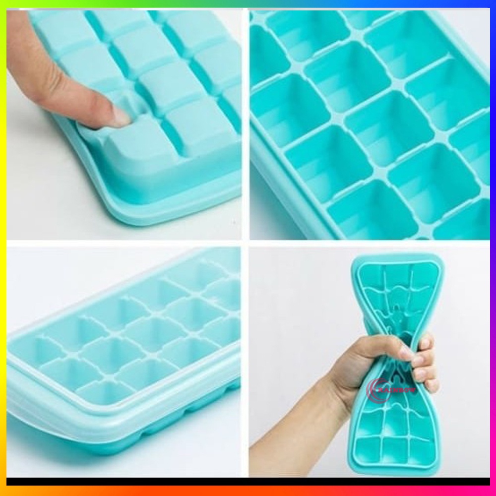 Cetakan Es Batu Silikon + Tutup 24 & 36 Kotak Tempat Es Batu Silikon Tempat Es Cube Silikon Coklat
