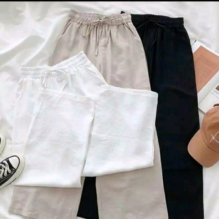 Celana Kulot Jumbo YUNA PANTS BAHAN TEBAL BABYTERRY/CELANA PANJANG WANITA/KULOT WANITA Navy V8V9 Pro