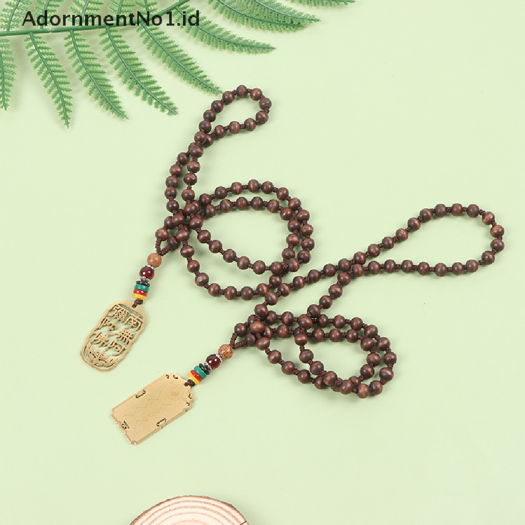 [AdornmentNo1] Wanita Pria Retro Yoga Beads Necklace Natural Sandal Buddha Kalung Buddha [ID]